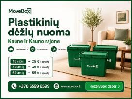 Tvirtų plastikinių dėžių nuoma kraustymui Movebox