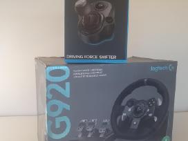 Logitech G920, vairas, pedalai, pavarų svirtis