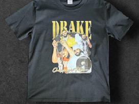 Juodi marškinėliai su atlikėjo grafika (Drake)