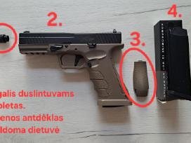 Airsoft pistoletas su duslintuvo antgaliu