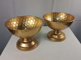 Auksinės metalinės vazos, 14 cm skersmens