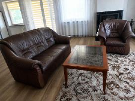 Natūralios odos sofa ir fotelis–labai geros būklės