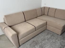 Kampinė sofa-lova su 2 patalynės dėžėmis