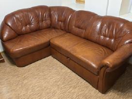 Parduodama odinė sofa (kampinė, su miegojimo f-ja)