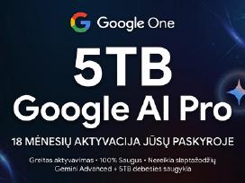 Google Ai Pro + Google Saugykla 5tb 18 mėn.