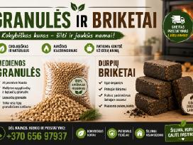 Granulės ir durpių briketai