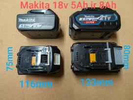 Baterijos Makita 18v 40v, Milwaukee 18v