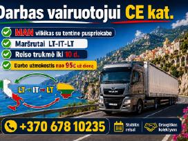 Darbas vairuotojui CE kat. Lt - Pietu Italija - Lt