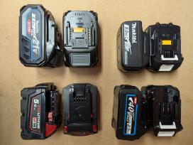 Baterijos Makita 18v 40v, Milwaukee 18v