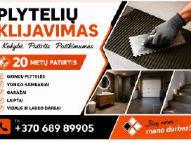 Profesionalus plytelių klijavimas 20 metųpatirtis
