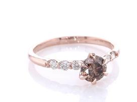 Natūralaus deimanto žiedas – 0,73 ct, 14k rožinis