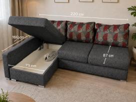 Kampinė sofa-lova su patalynės dėže