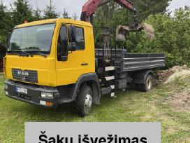 Šaku išvezimas su kranu Zvyras smelis skalda kran