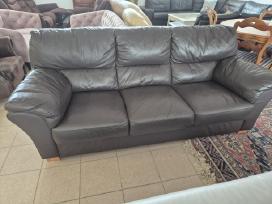 Gera, tvirta, pilnai natūralios odos sofa