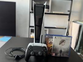 Ps5 su diskų skaitytuvu + 2 pulteliai + 2 Žaidimai