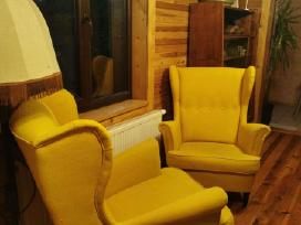 Du Ikea Strandmon geltoni foteliai