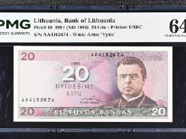 20 Litų 1991 m. Aa Serija Pmg64