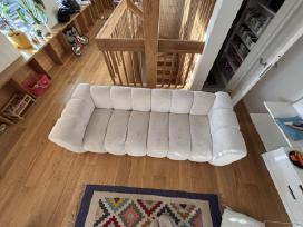 Balta kreminė 3 vietų sofa persivilkimui