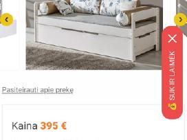 Lova su ištraukiama papildoma lova, 2 čiužiniais