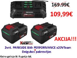 Dvigubas Parkside pakrovėjas + 2 vnt. 8 Ah. akum.