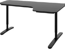Ikea Bekant kampinis rašomasis stalas, juodas