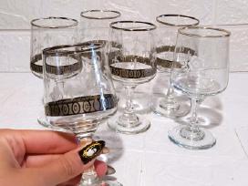 6 Vintage Taures Fleur-de-lis Glasses Silver Trim