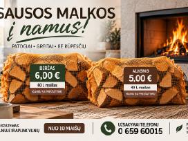 Skelbimo 'Sausos malkos maišeliuose - pristatymas į namus' paveikslėlis