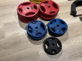 87,5 kg svorių komplektas + štangos grifas