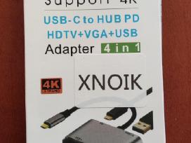4-in-1 Usb-c į Hub Pd / Hdtv / Vga / Usb adapteris