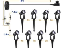 8 vnt. LED sodo šviestuvų rinkinys (29m ilgio)