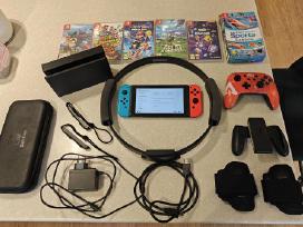 Nintendo Switch v2 + visi priedai + 128gb sd