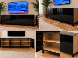 Ikea Best TV komoda – juodas stiklas, Push