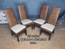 4 Rudos Ratano Kėdės iš Danijos