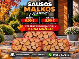 Skelbimo 'Sausos malkos maišeliuose - pristatymas į namus' paveikslėlis