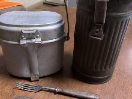 WWII Vokiška Dujokaukės Dėžė M38 + katiliukas