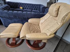 2 vnt! Relax fotelis+ pakojukas. Natūrali oda