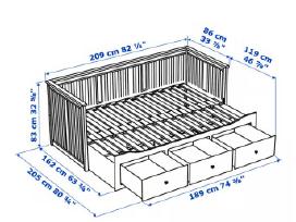 Lova Ikea Hemnes Kušetės rėmas su 3 stalčiais, bal