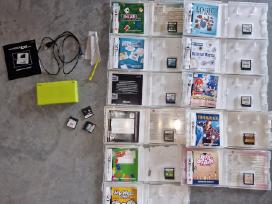 Nintendo DS Lite, ryškiai žalia, su 14 žaidimų
