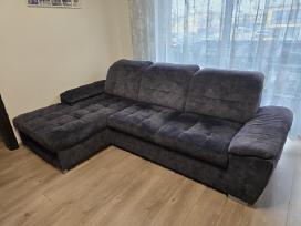 Kampinė sofa-lova su patalynės dėže