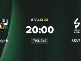 Žalgiris - Asvel Audi klubas 3 bilietai