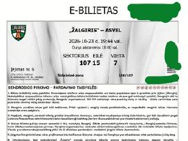 Žalgiris - Asvel 1 bilietas Sidabrinė zona