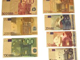 Paauksuoti eurų banknotai