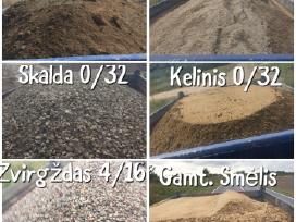 Žvyras, smėlis, skalda, juodžemis, atsijos.