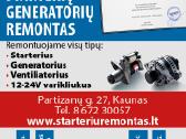 Starterių generatorių remontas Kaune