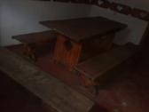 Vintažinis medinis stalas ir 3 mediniai suolai - nuotraukos Nr. 13