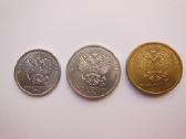 Rusijos 2016m, monetu rinkinys 1rub,2rub,10rub.unc