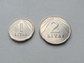 1991m. 1 ir 2 litai Unc (bankinio stovio)