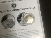 Kolekcinė sidabrinė Amerikos dolerio moneta.