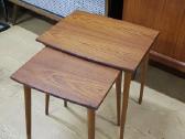 Vintažinių mid century tikmedžio staliukų trio - nuotraukos Nr. 3