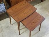 Vintažinių mid century tikmedžio staliukų trio - nuotraukos Nr. 5